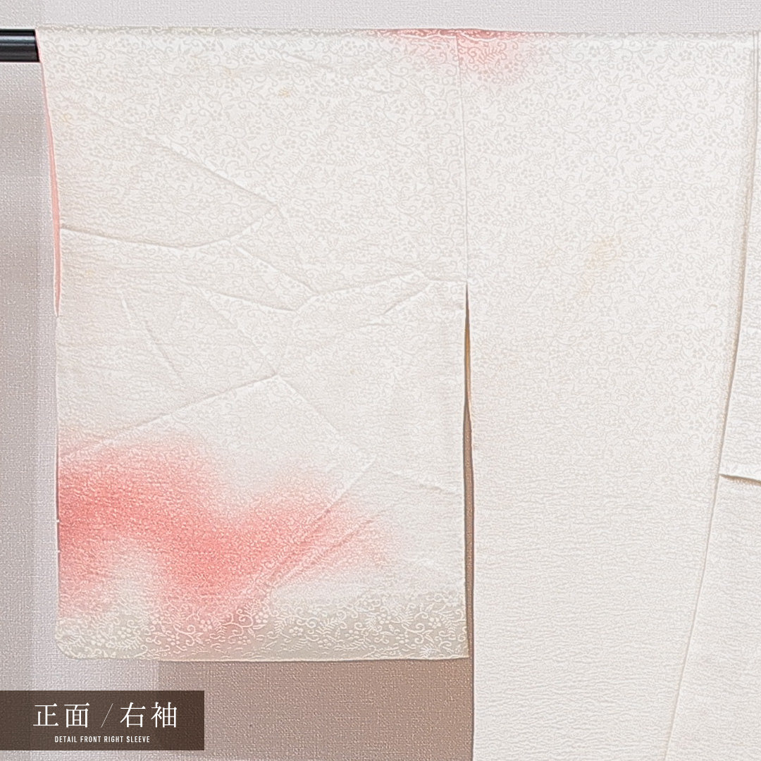 訪問着 袷 身丈159cm 裄丈62cm 正絹 Cランク セミフォーマル 広衿 Mサイズ 刺繍 松 白系 LP 1217-15349
