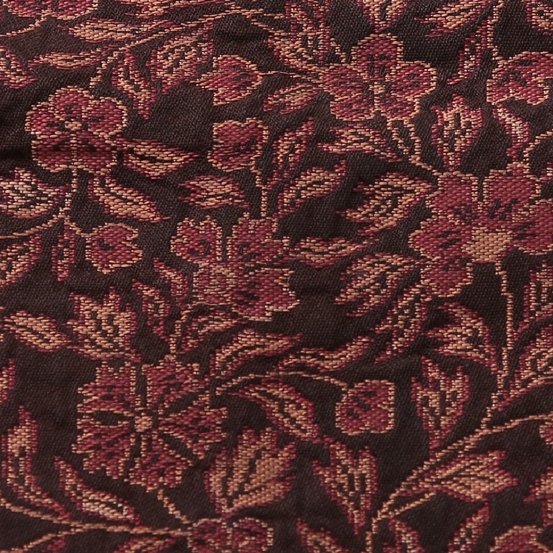 アンティーク 九寸名古屋帯 帯丈315cm 名古屋仕立て 六通 Cランク 正絹 唐草 茶系 1224-03694