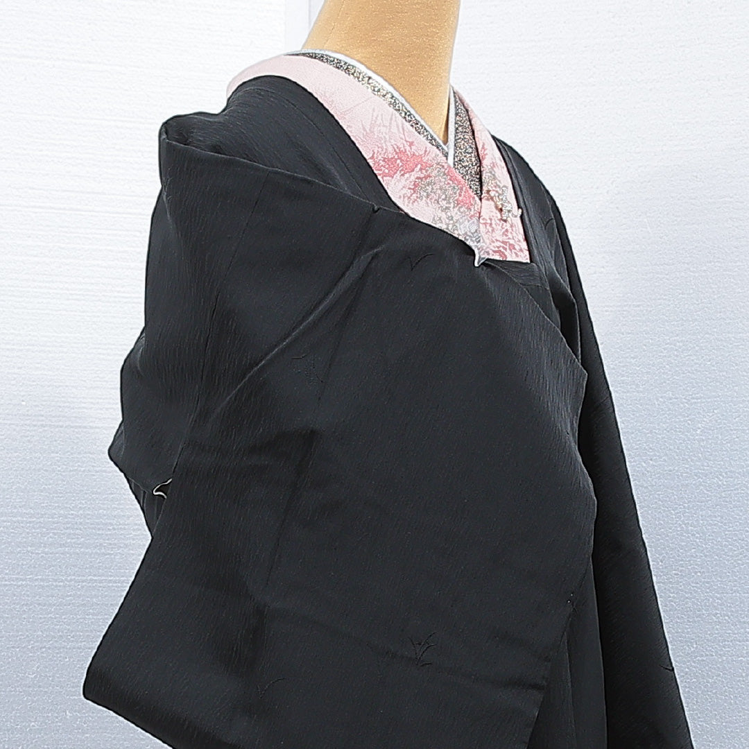 道行コート 袷 身丈93cm 裄丈66cm 正絹 Sランク カジュアル Mサイズ 無地 黒系 RP 1237-16829