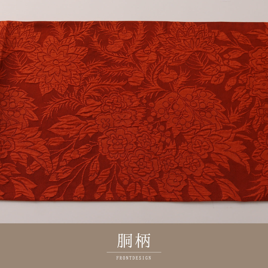 袋帯 帯丈436cm フォーマル 全通 未仕立て 帯芯なし Sランク 正絹 西陣織 唐華 朱系 1223-01880