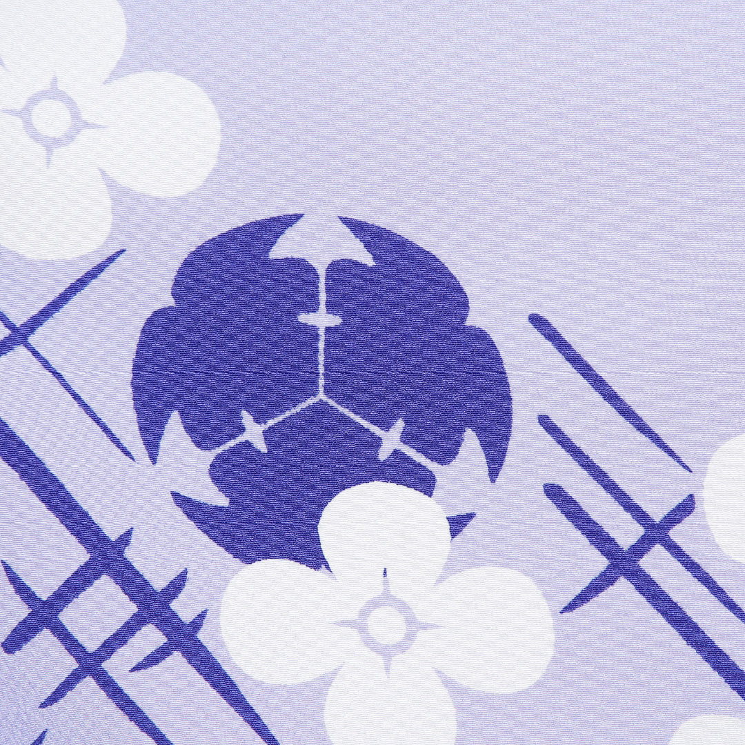 付下げ 洗える着物 単衣 身丈161cm 裄丈63cm ポリエステル Cランク Lサイズ バチ衿 インフォーマル 花柄 創作柄 紫系 1261-16301