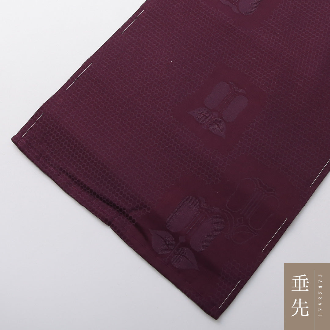 アンティーク 九寸名古屋帯 帯丈289cm カジュアル 名古屋仕立て 全通 Aランク 正絹 染め帯 椿 紫系 1224-03683