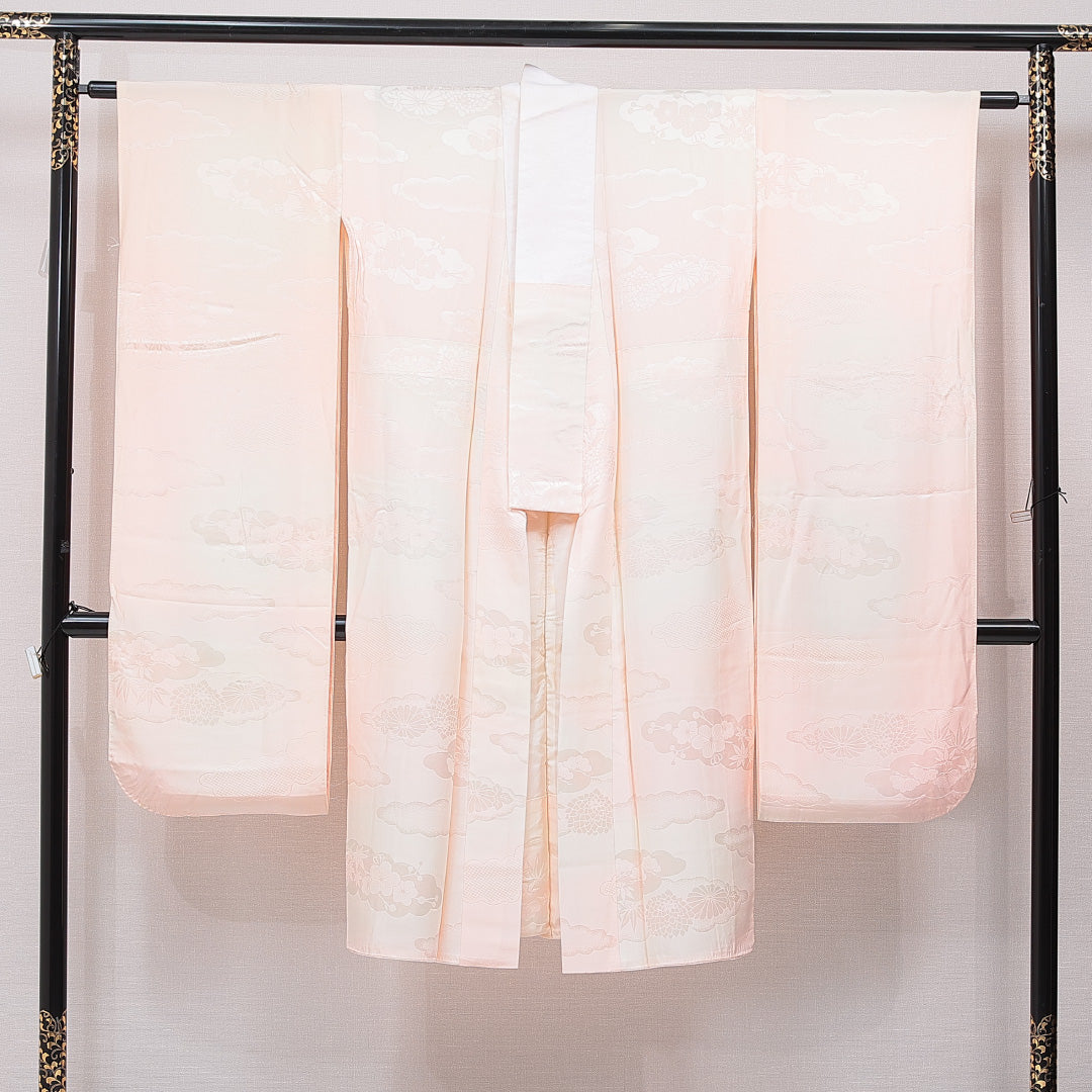 振袖用 長襦袢 無双袖 身丈123cm 裄丈62cm 正絹 Bランク Sサイズ 梅 ピンク系 RP 1240-15388