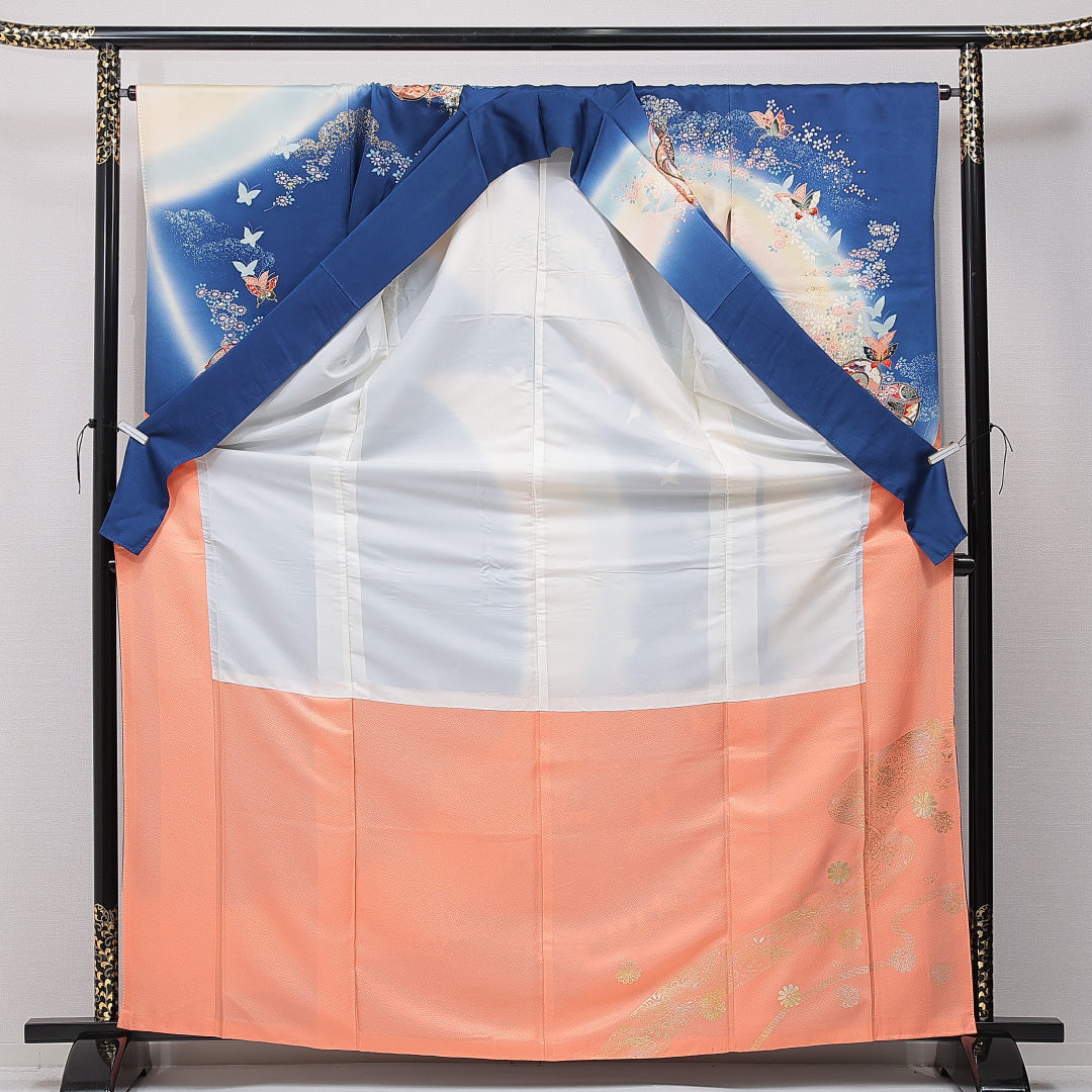振袖 袷 身丈168cm 裄丈66cm フォーマル Aランク XLサイズ 正絹 広衿 組紐 吉祥文様 1213-F0726