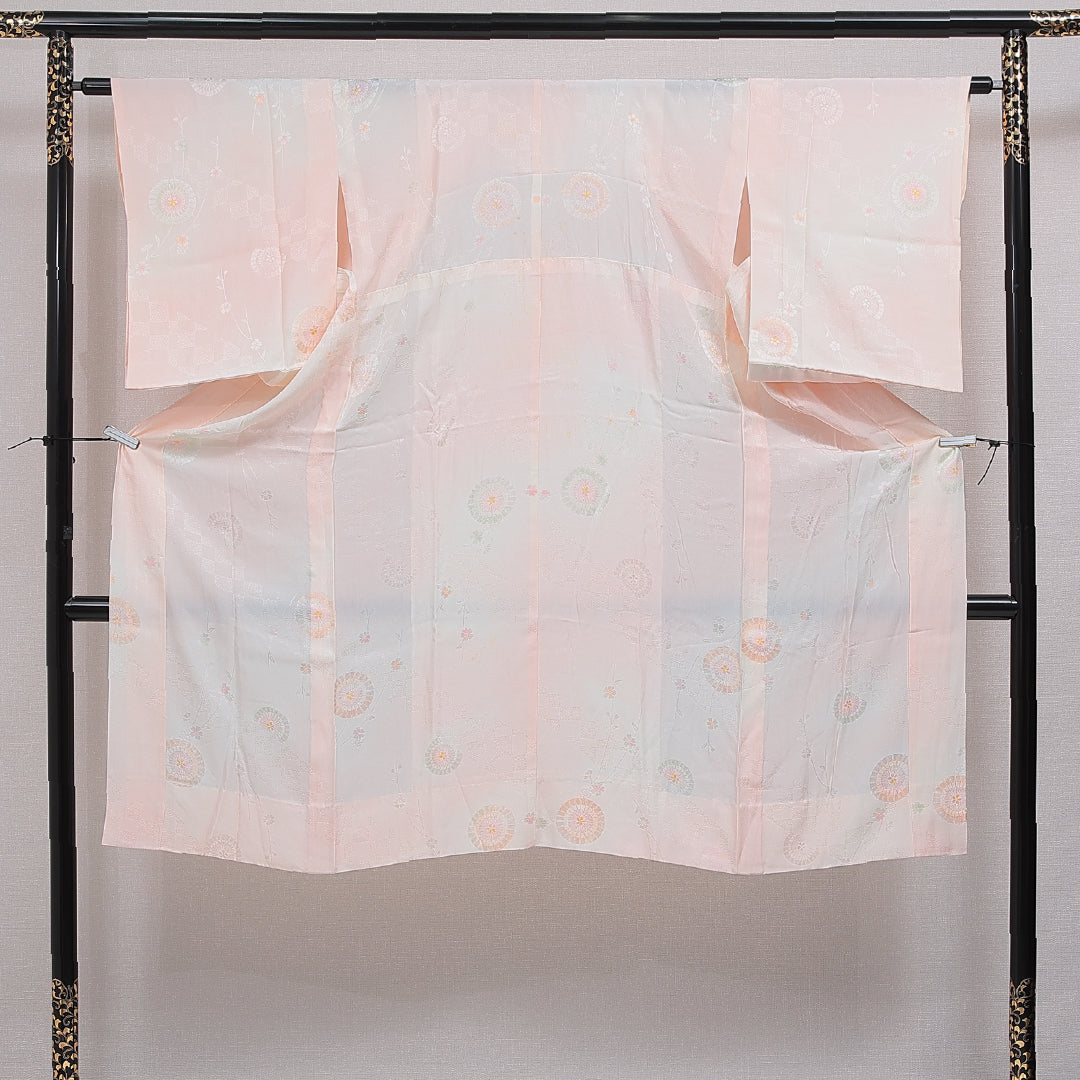 長襦袢 無双袖 身丈125cm 裄丈62cm 正絹 Cランク Mサイズ 源氏車 ピンク系 HP 1239-16562