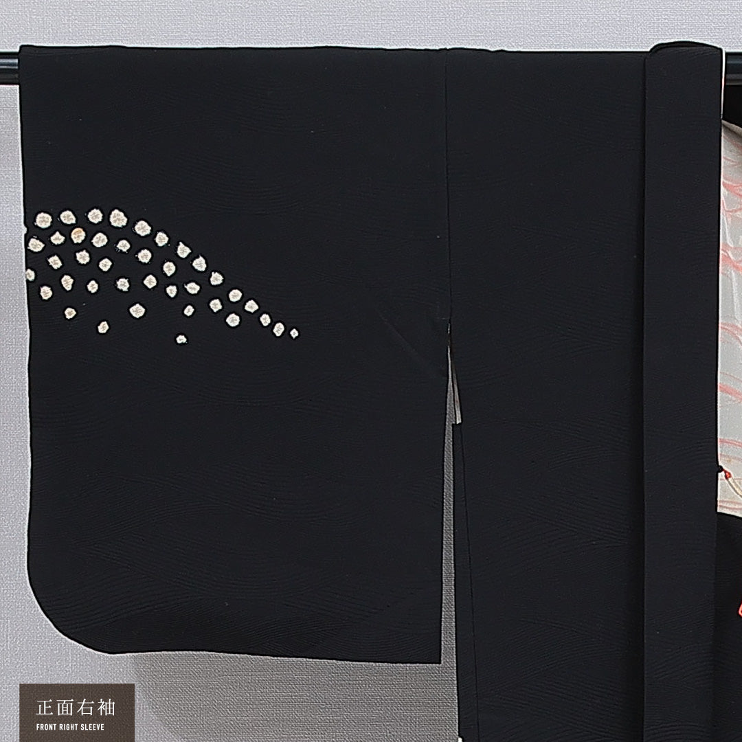 羽織 袷 身丈77cm 裄丈63cm 正絹 Aランク カジュアル Sサイズ 紐あり 山 黒系 RP 1232-16150
