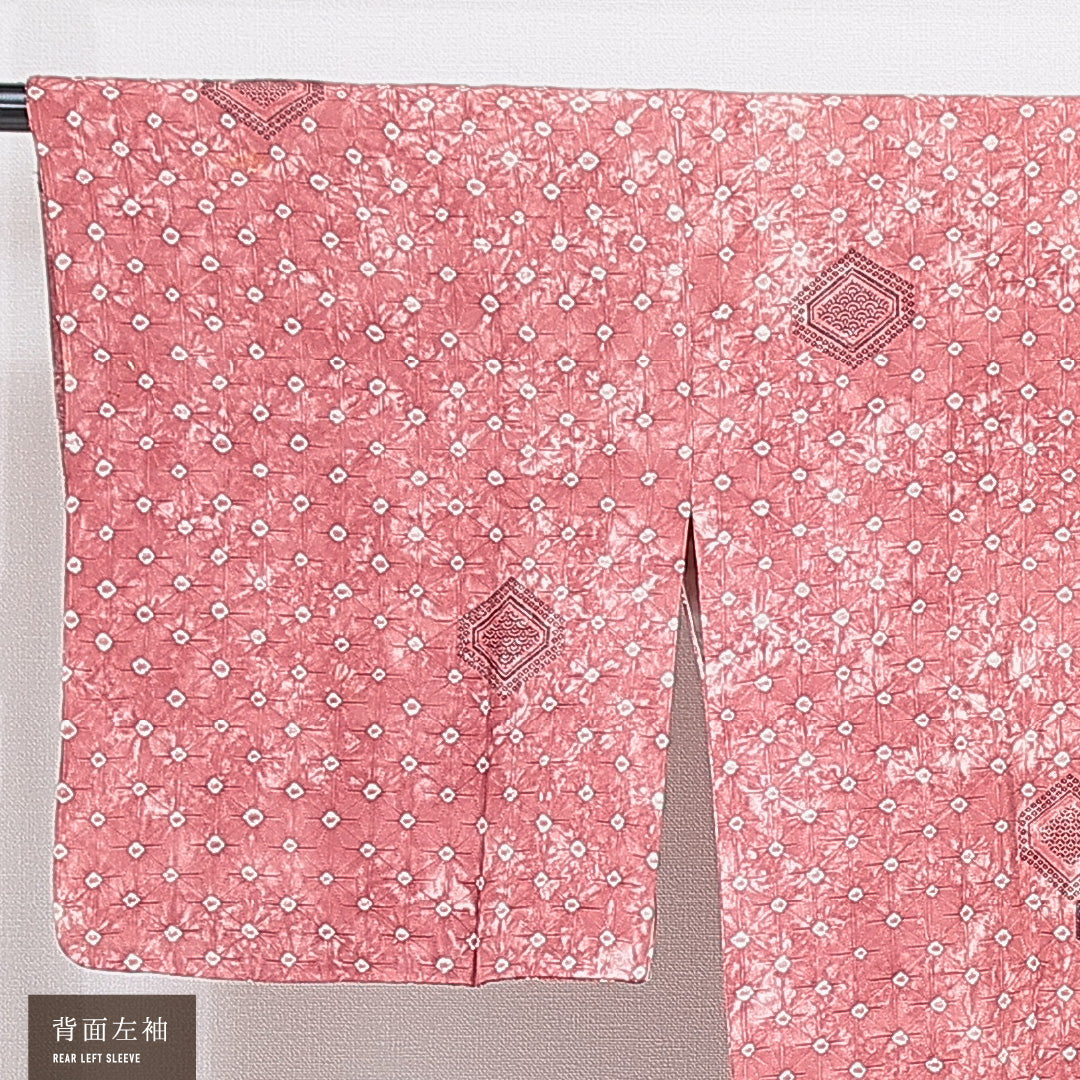 道行コート 袷 身丈87cm 裄丈65cm 正絹 Cランク セミフォーマル Mサイズ 紗綾型 ピンク系 LP 1237-16823