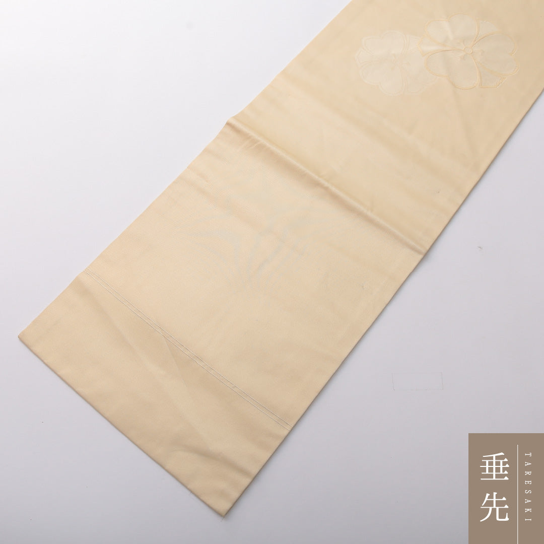 九寸名古屋帯 帯丈356cm インフォーマル 名古屋仕立て ポイント柄 Cランク 正絹 剣片喰 黄系 1224-03468