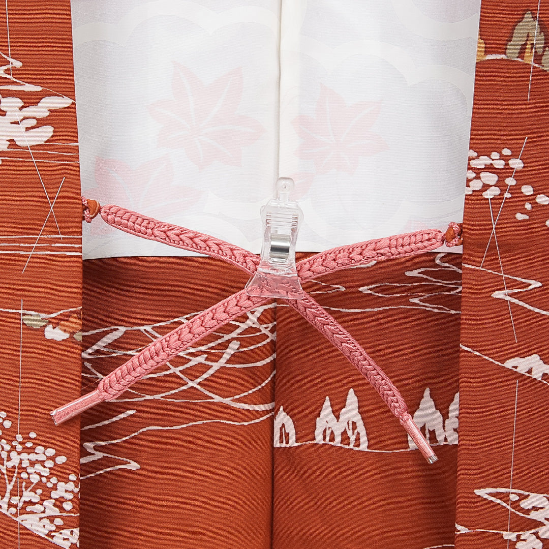 未使用品 羽織 袷 身丈79cm 裄丈63cm 正絹 Nランク カジュアル Sサイズ 紐あり しつけ糸 山 茶系 RP 1232-15318