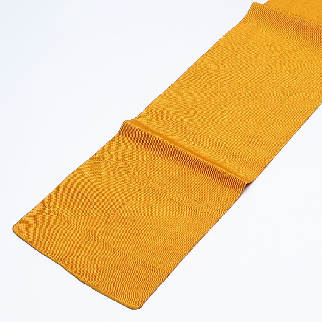 半幅帯 帯丈320cm カジュアル 単衣帯 全通 リバーシブル 未仕立て Cランク 正絹 無地 朱系 黄系 1225-00641