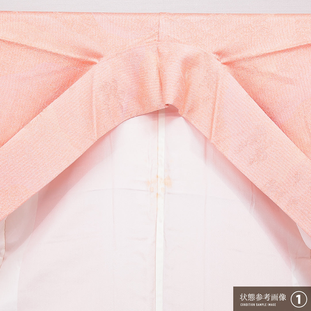 小紋 袷 身丈157cm 裄丈63cm 正絹 Sランク インフォーマル 広衿 Mサイズ 笹 朱系 RP 1221-15580