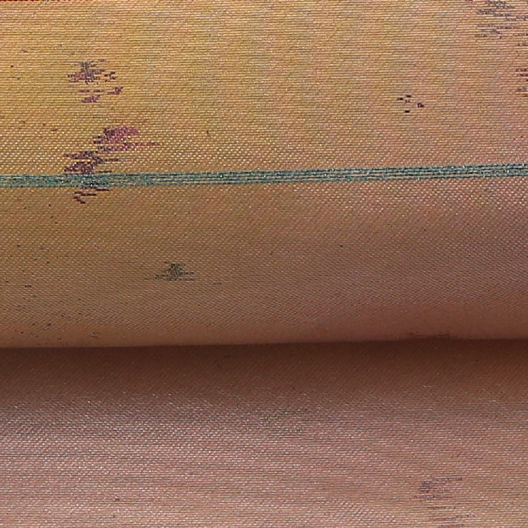 九寸名古屋帯 帯丈359cm カジュアル 名古屋仕立て ポイント柄 Cランク 正絹 綴れ織 薔薇 クリーム系 1224-03491