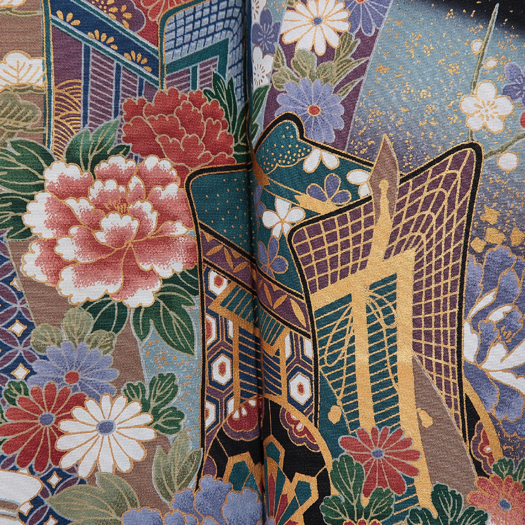 黒留袖 袷 身丈161cm 裄丈66cm 五つ紋 五三桐 フォーマル Sランク Lサイズ 正絹 比翼仕立て 広衿 花車 七宝 梅 1211-F0764