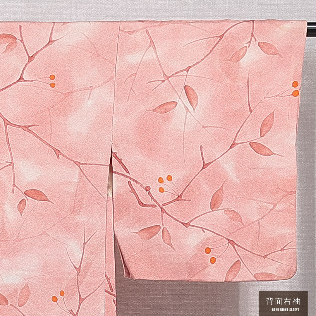 羽織 袷 身丈79cm 裄丈62cm 正絹 Cランク カジュアル Sサイズ 植物柄 ピンク系 HP 1232-15459