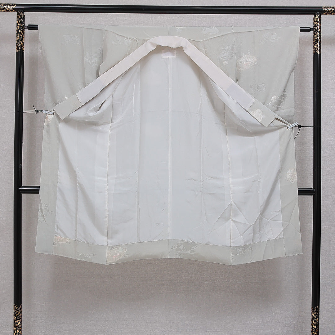 長襦袢 無双袖 身丈121cm 裄丈60cm 正絹 Sランク Sサイズ 鶴 グレー系 RP 1239-16615