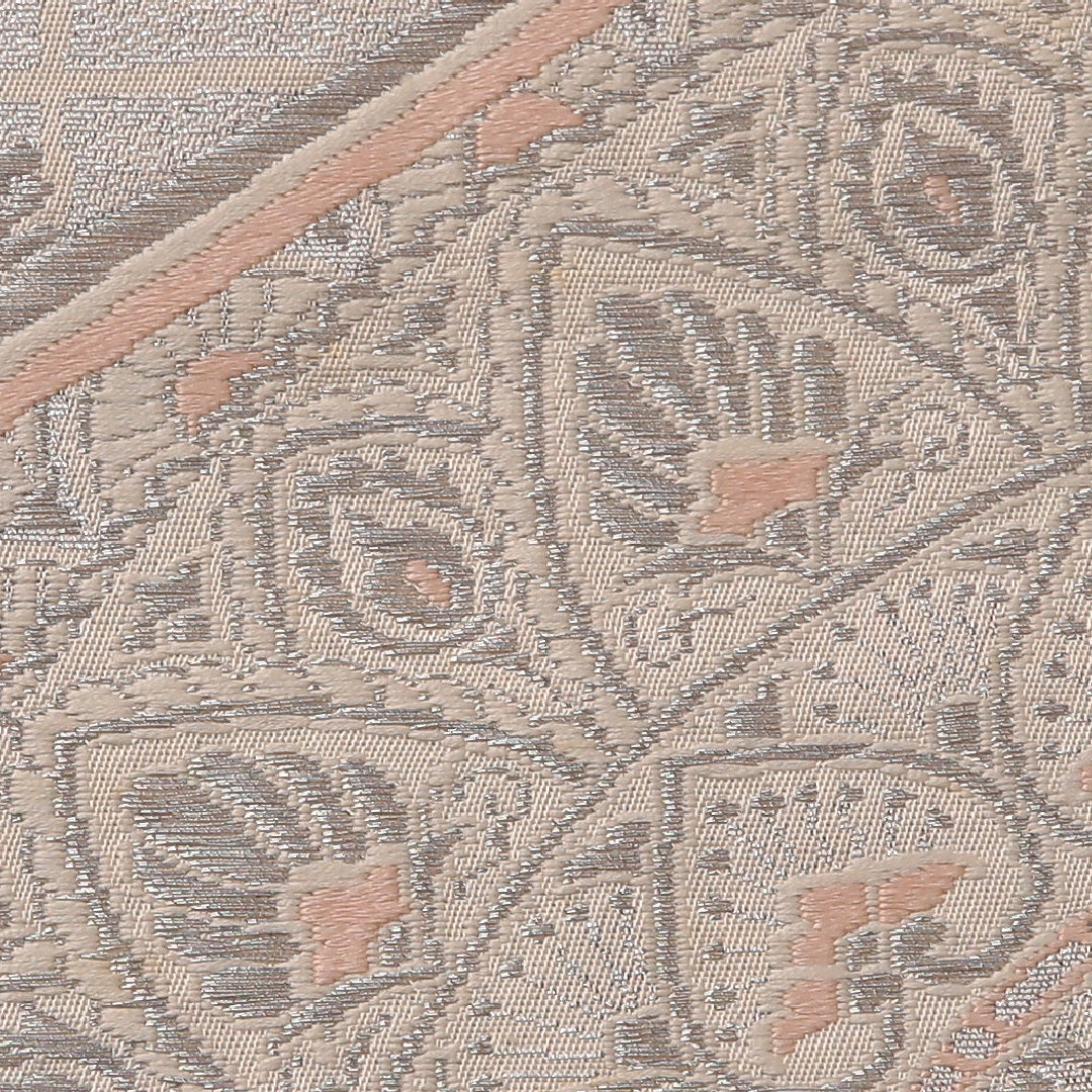 袋帯 帯丈428cm フォーマル 六通 未仕立て Aランク 正絹 唐草華文 扇 銀系 1223-01889