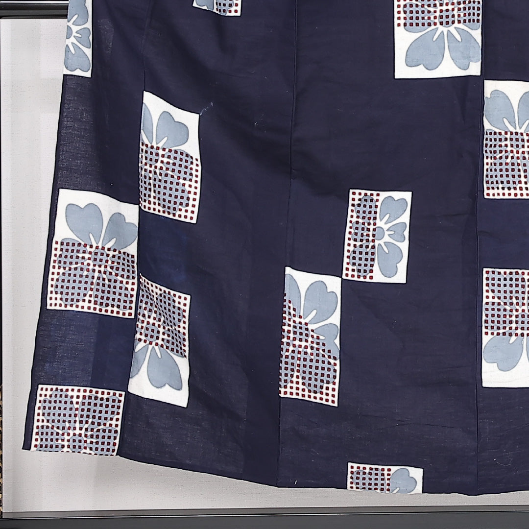 アンティーク 木綿の浴衣 夏物 洗える着物 夏物 身丈153cm 裄丈62cm 木綿 Aランク Sサイズ バチ衿 居敷当て 肩当て 花柄 紺系 1218-13184