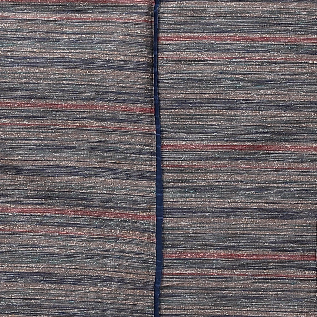 紬 単衣 身丈155cm 裄丈66cm 正絹 Cランク カジュアル 広衿 Mサイズ 肩当て 縞 茶系 LP 1223-15538