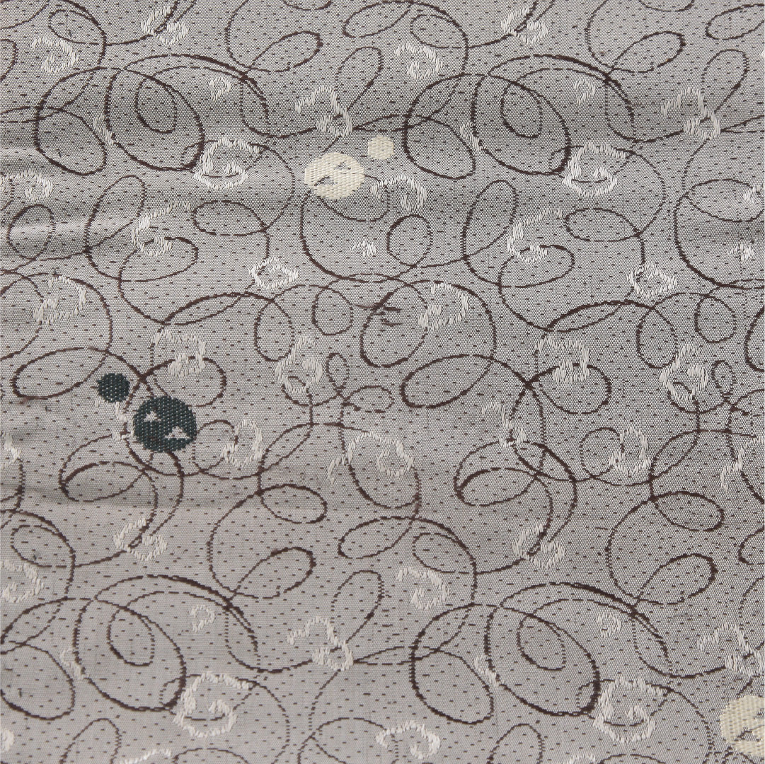 アンティーク 九寸名古屋帯 帯丈370cm 開き仕立て 六通 Aランク 正絹 創作柄 落款 グレー系 1224-04172