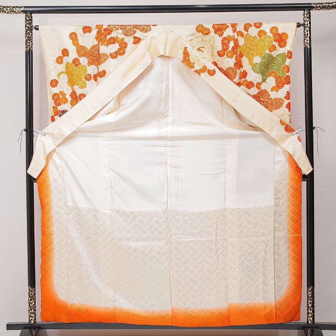 振袖 袷 身丈163cm 裄丈62cm フォーマル Cランク Lサイズ 正絹 広衿 橘 金駒刺繍 1213-F0687