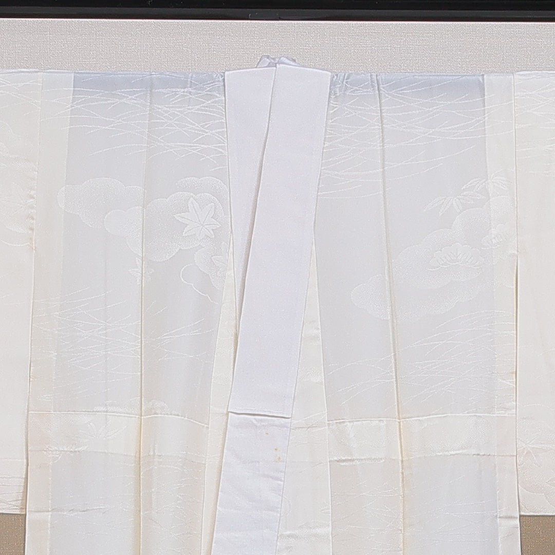 長襦袢 無双袖 身丈123cm 裄丈60cm 正絹 Sランク Sサイズ 居敷当て 古典柄 ベージュ系 RP 1239-16597