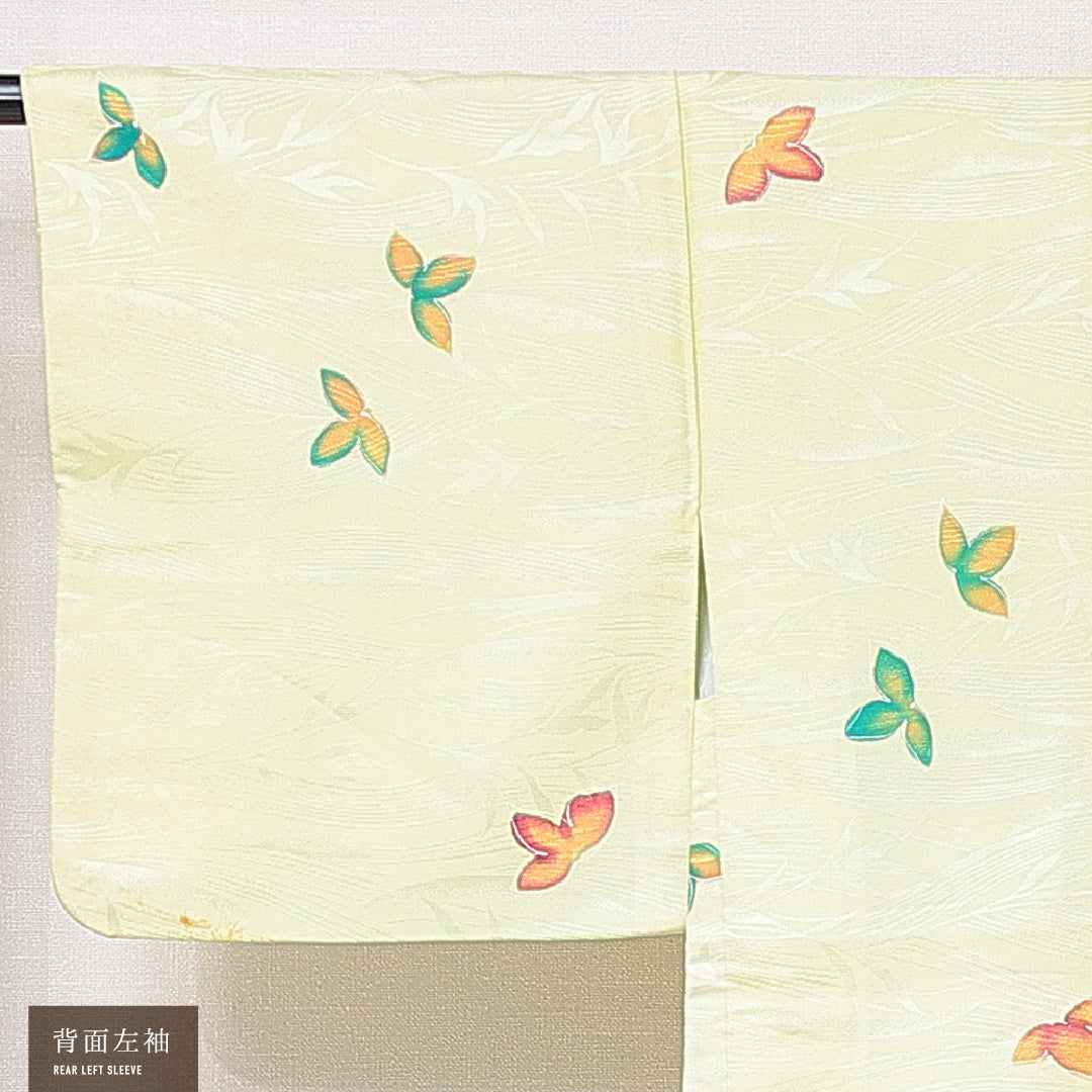 羽織 袷 身丈77cm 裄丈62cm 正絹 Cランク カジュアル Sサイズ 植物柄 緑系 HP 1232-15257