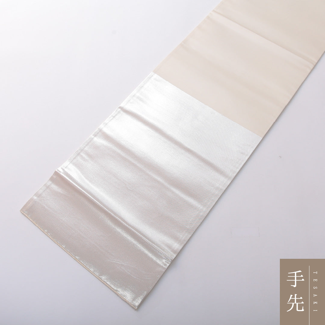 袋帯 帯丈452cm 正絹 ポイント柄 瑞晃 セミフォーマル 綴れ織 花鳥文 木蓮 作家物 落款 銀系 1243-02020
