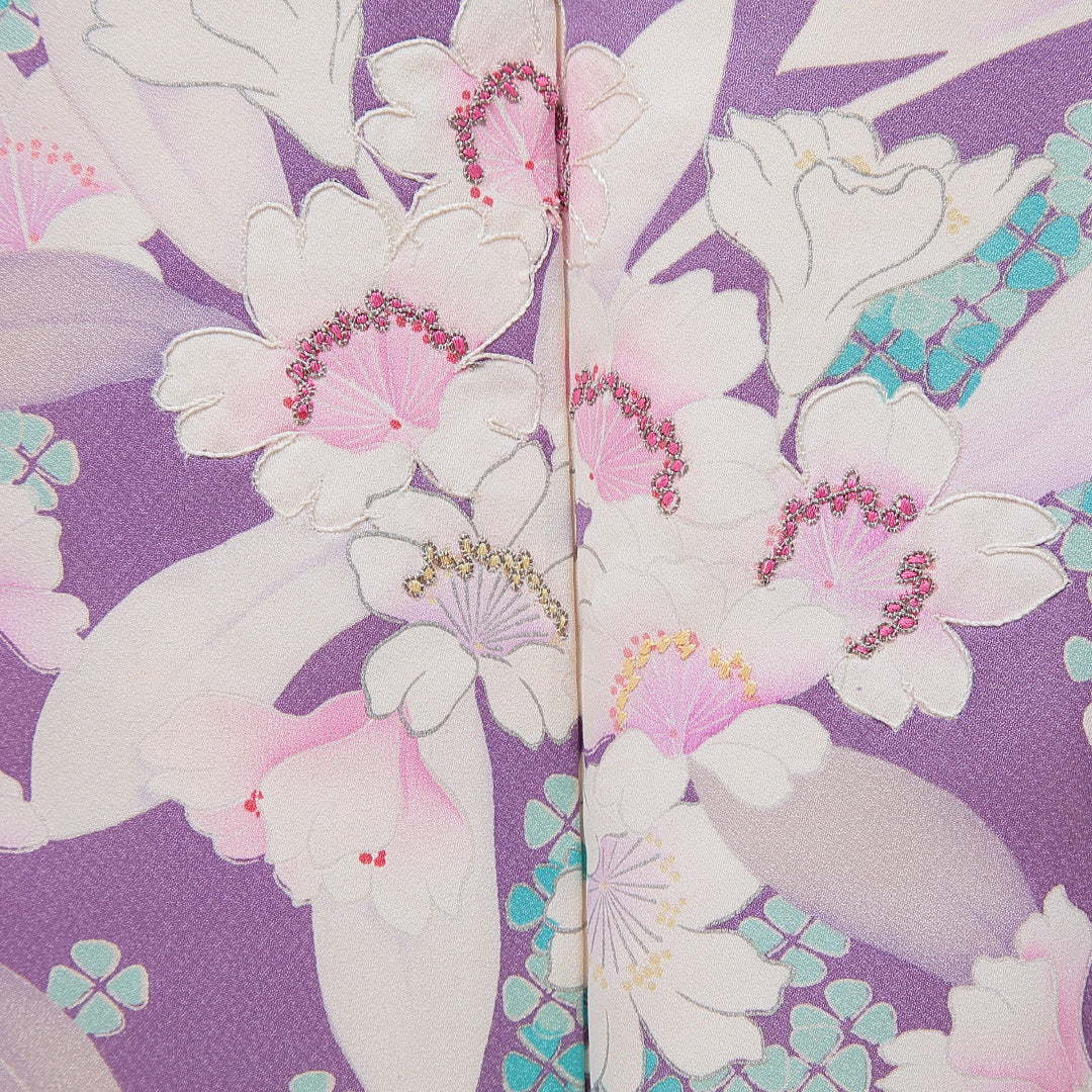 振袖 袷 身丈163cm 裄丈65cm フォーマル Aランク Lサイズ 正絹 広衿 桜 1213-F0731