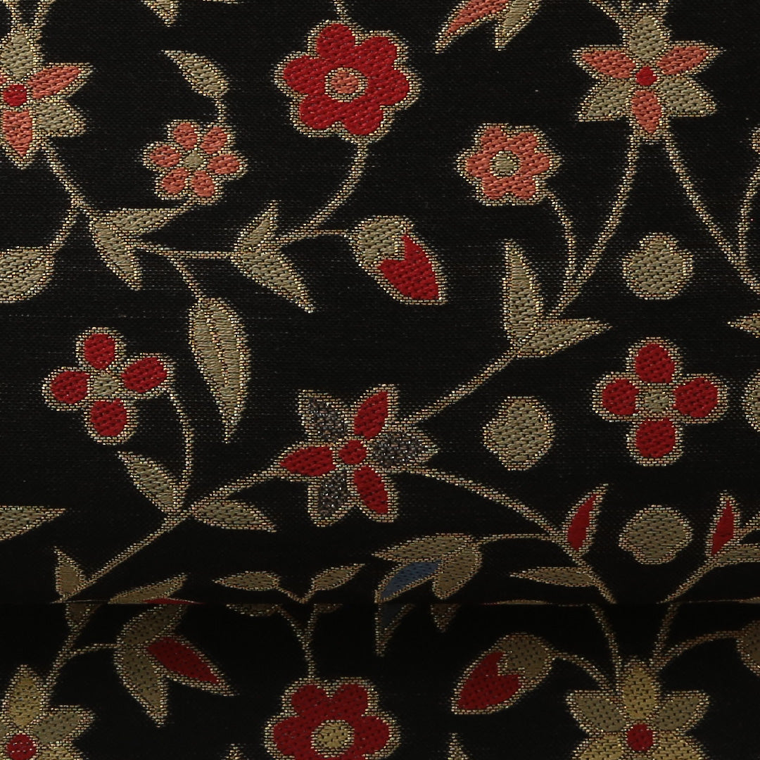 袋帯 帯丈440cm フォーマル 六通 Sランク 正絹 唐草 黒系 金系 1223-01897