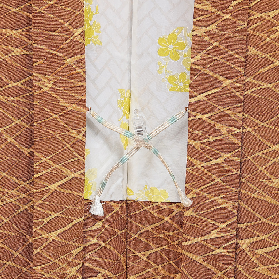 羽織 袷 身丈79cm 裄丈64cm 正絹 Sランク カジュアル Mサイズ 紐あり 創作柄 茶系 RP 1232-15460