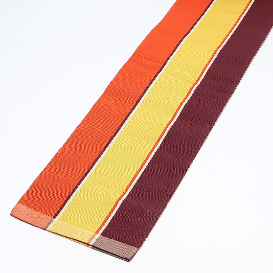 半幅帯 帯丈320cm カジュアル 単衣帯 全通 Sランク 正絹 縞 多色系 1225-00640