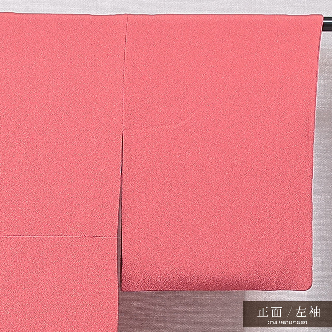 色無地 袷 身丈158cm 裄丈63cm 正絹 Sランク 一つ紋 (丸に梅鉢) セミフォーマル 広衿 Mサイズ 無地 ピンク系 RP 1219-15700