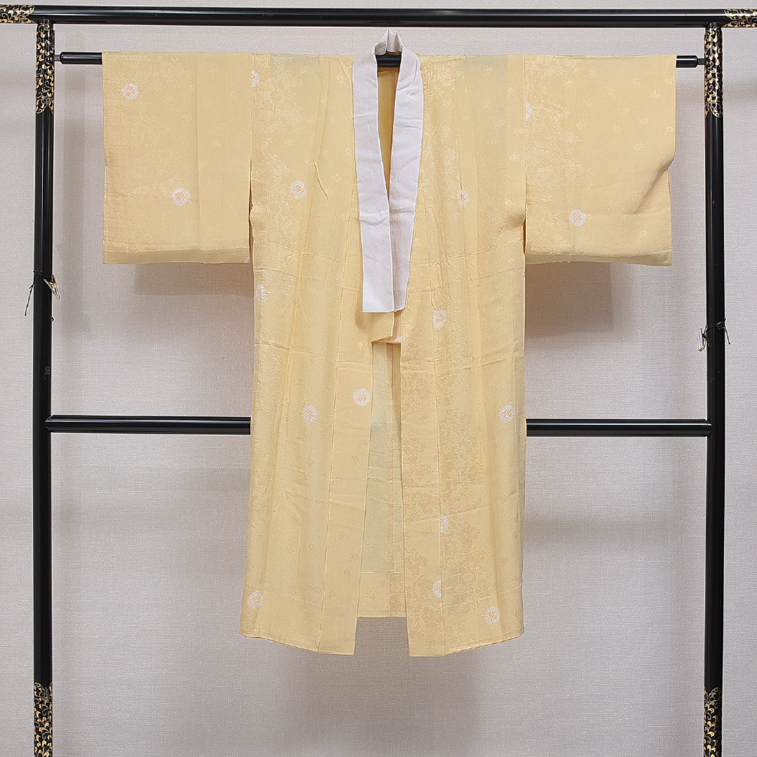 長襦袢 無双袖 身丈122cm 裄丈61cm 正絹 Aランク Sサイズ 鹿の子柄 黄系 RP 1239-16480