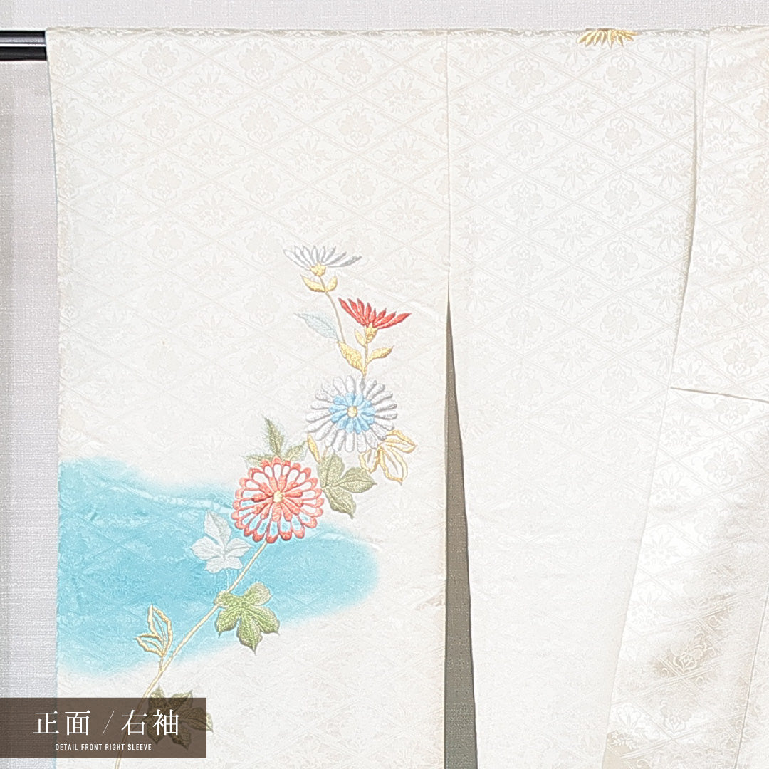 振袖 袷 身丈163cm 裄丈60cm フォーマル Cランク Lサイズ 正絹 広衿 松皮菱 菊 1213-F0672