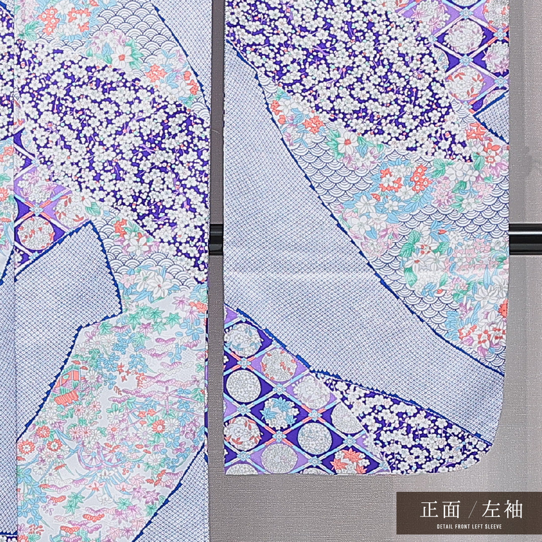 振袖 袷 身丈164cm 裄丈65cm フォーマル Sランク Lサイズ 正絹 広衿 菱 紅葉 1213-F0663