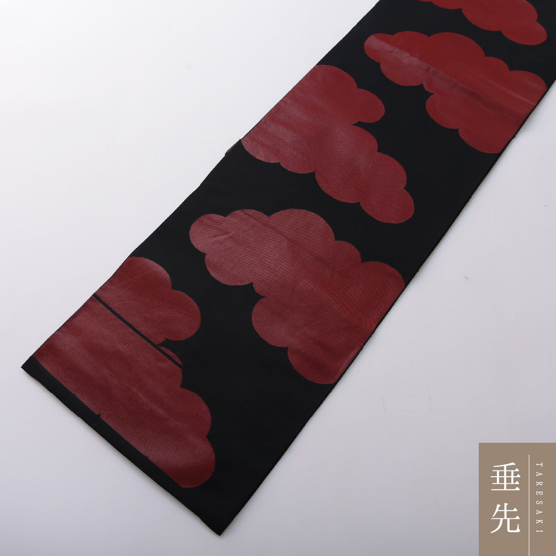 袋帯 帯丈426cm セミフォーマル 六通 帯芯なし Sランク 正絹 霞 黒系 1223-02064