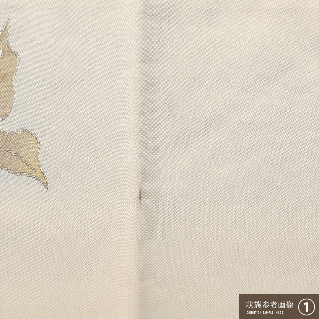 九寸名古屋帯 Aランク 帯丈340cm 正絹 ポイント柄 名古屋仕立て 織り インフォーマル 芙蓉 クリーム系 RP 1245-03701