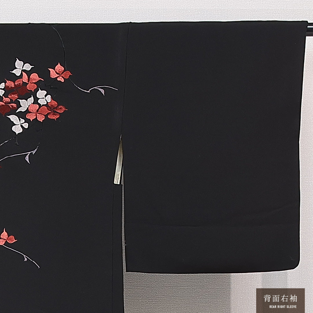 羽織 袷 身丈79cm 裄丈64cm 正絹 Cランク カジュアル Mサイズ 織り出し 紐あり 撫子 黒系 LP 1232-15311