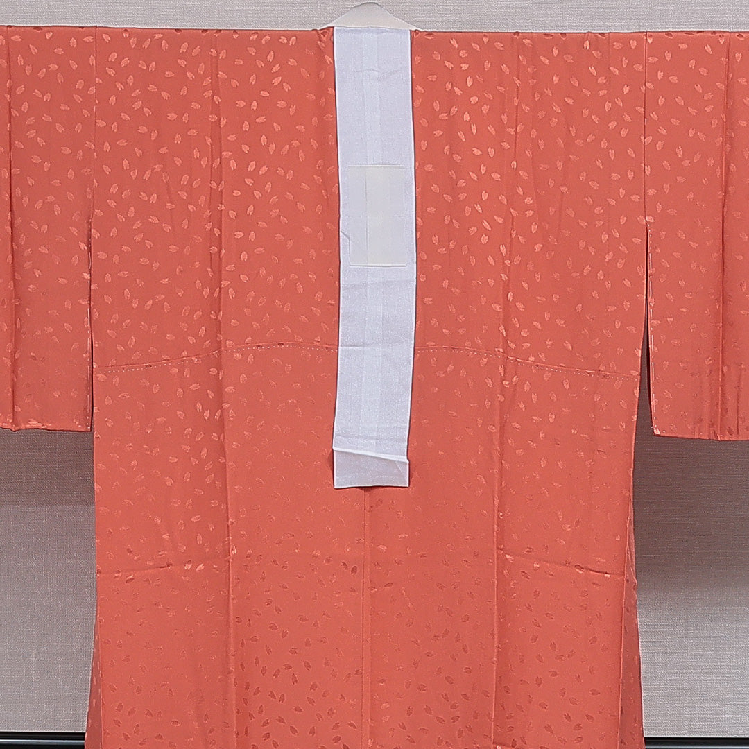 長襦袢 無双袖 身丈123cm 裄丈61cm 正絹 Sランク Sサイズ 居敷当て 花びら 朱系 RP 1239-16634
