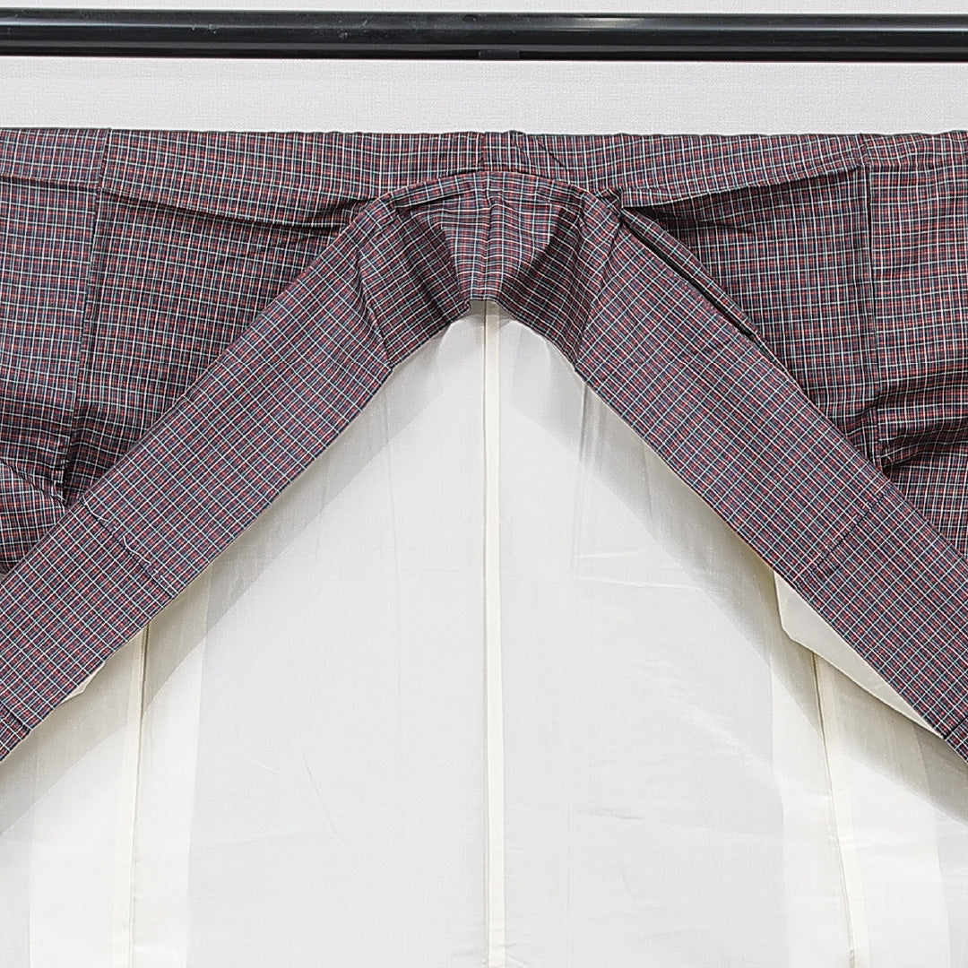 紬(大島紬) 袷 身丈157cm 裄丈62cm 正絹 Cランク Mサイズ 広衿 インフォーマル 格子 多色系 1216-15669