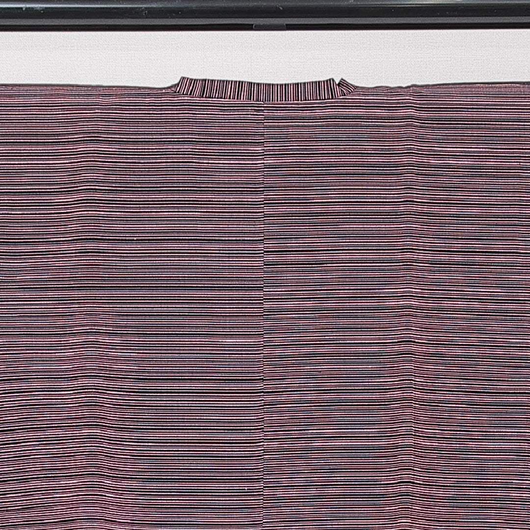 道行コート 袷 身丈85cm 裄丈65cm 正絹 Aランク Mサイズ フォーマル ポケットあり 縞 黒系 赤系 1263-15135