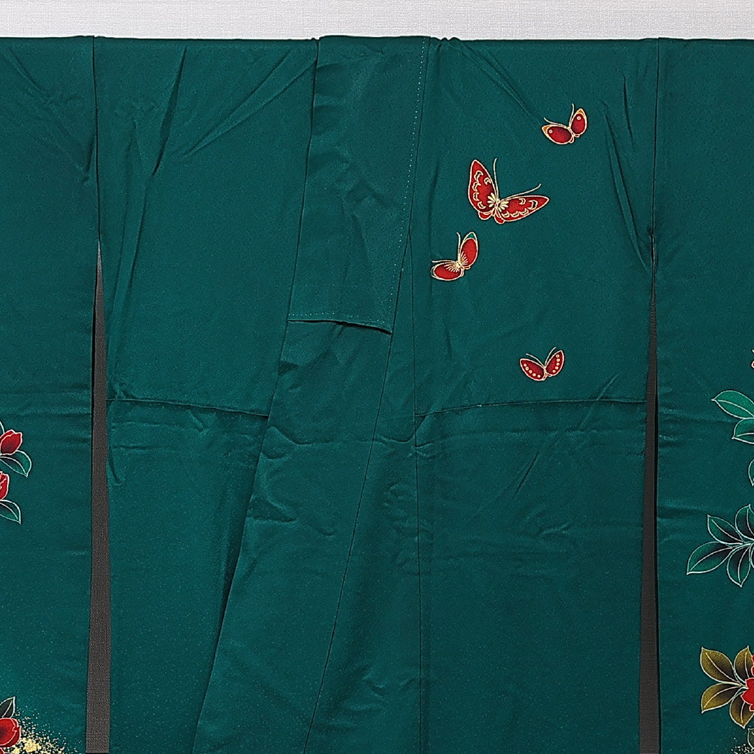 振袖 袷 身丈163cm 裄丈65cm フォーマル Aランク Lサイズ 正絹 広衿 蝶 牡丹 1213-F0715