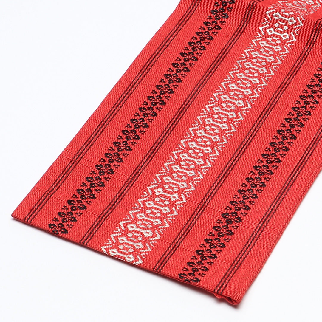 半幅帯 帯丈320cm カジュアル 小袋帯 全通 未仕立て Sランク 正絹 博多織 献上柄 ピンク系 1225-00639