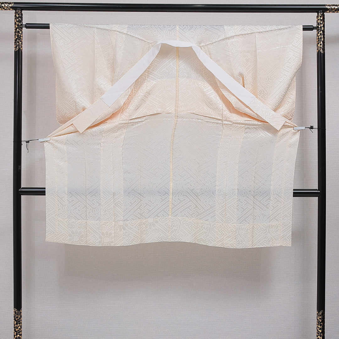 長襦袢 無双袖 身丈113cm 裄丈59cm 正絹 Cランク XSサイズ 紗綾型 ベージュ系 LP 1239-16519
