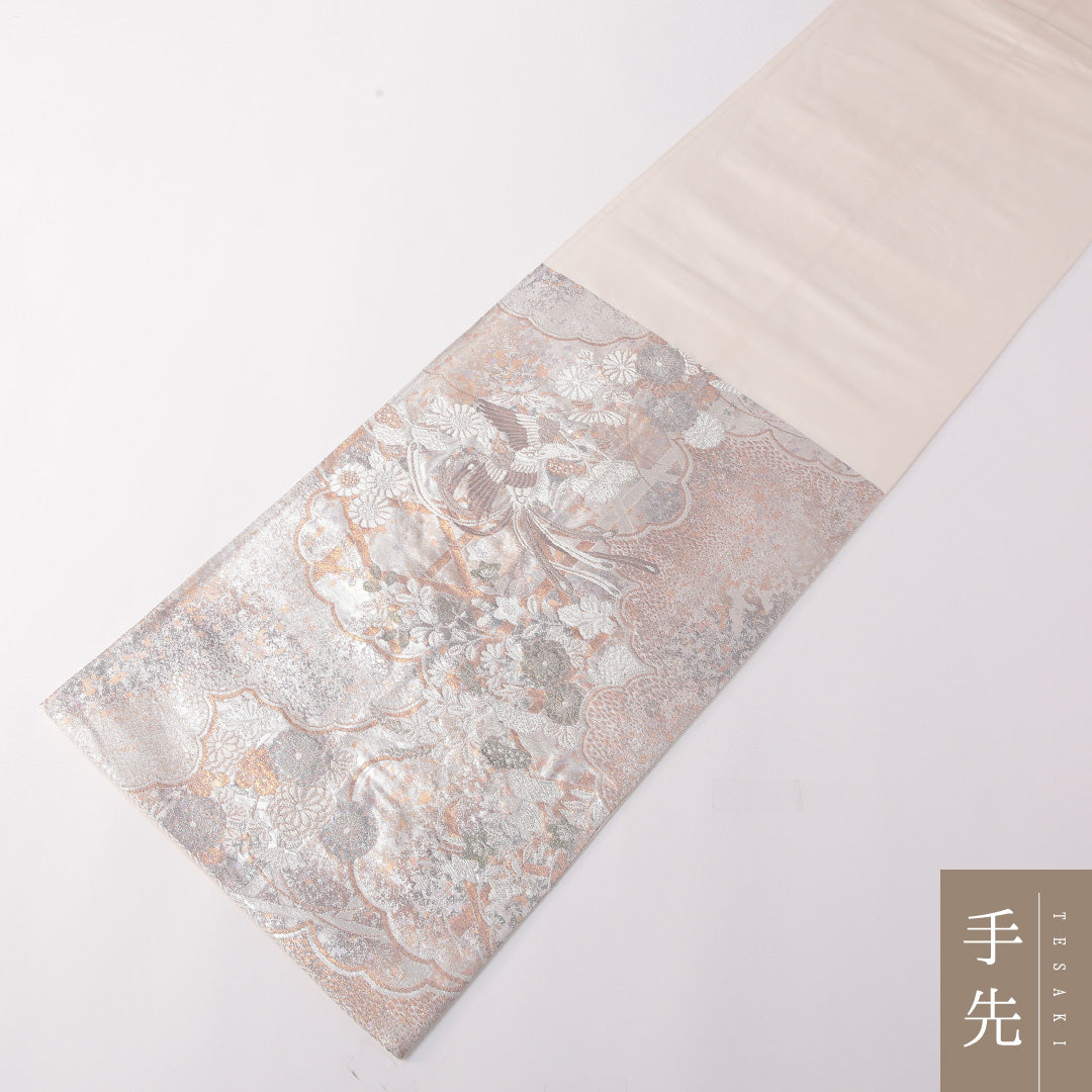 袋帯 帯丈432cm 正絹 六通 フォーマル 御所解 銀系 1243-01770