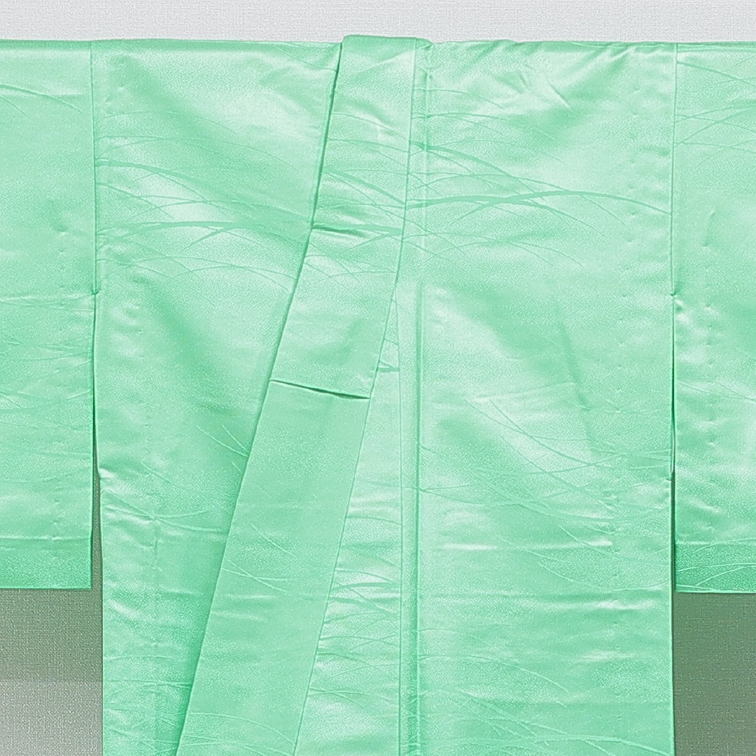 色無地 胴抜き 身丈157cm 裄丈63cm 正絹 Bランク Mサイズ バチ衿 インフォーマル 無地 緑系 1214-16225