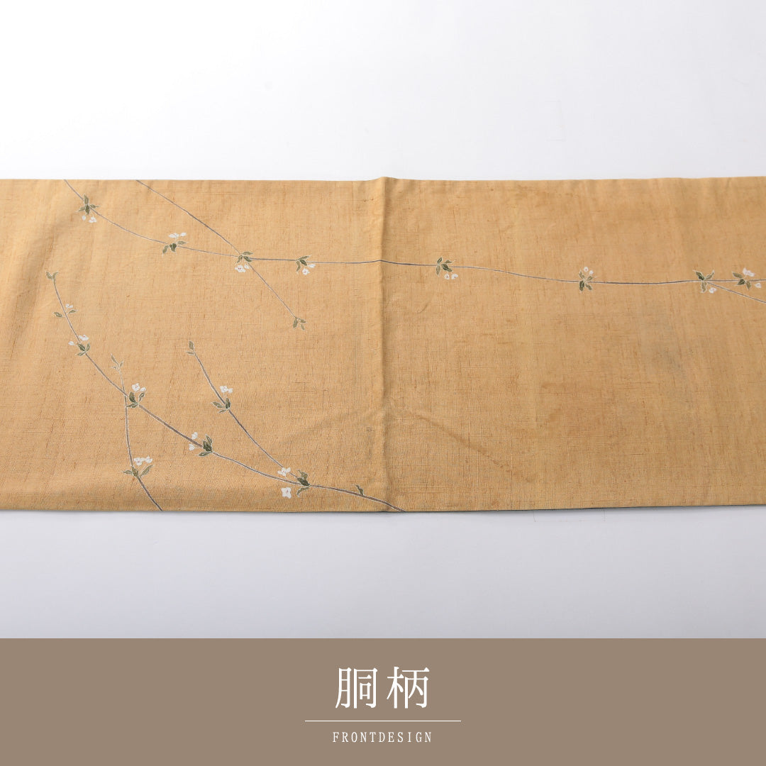 袋帯(紬) 帯丈452cm 正絹 ポイント柄 インフォーマル 大和美人文 落款 黄系 1243-02085