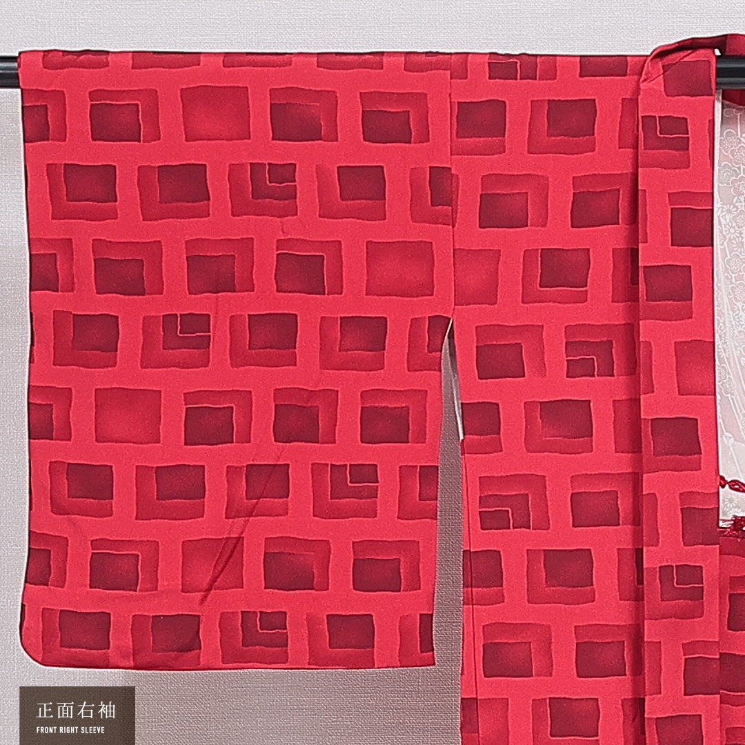 羽織 袷 身丈74cm 裄丈62cm 正絹 Sランク カジュアル Sサイズ 紐あり 創作柄 ピンク系 RP 1232-16133