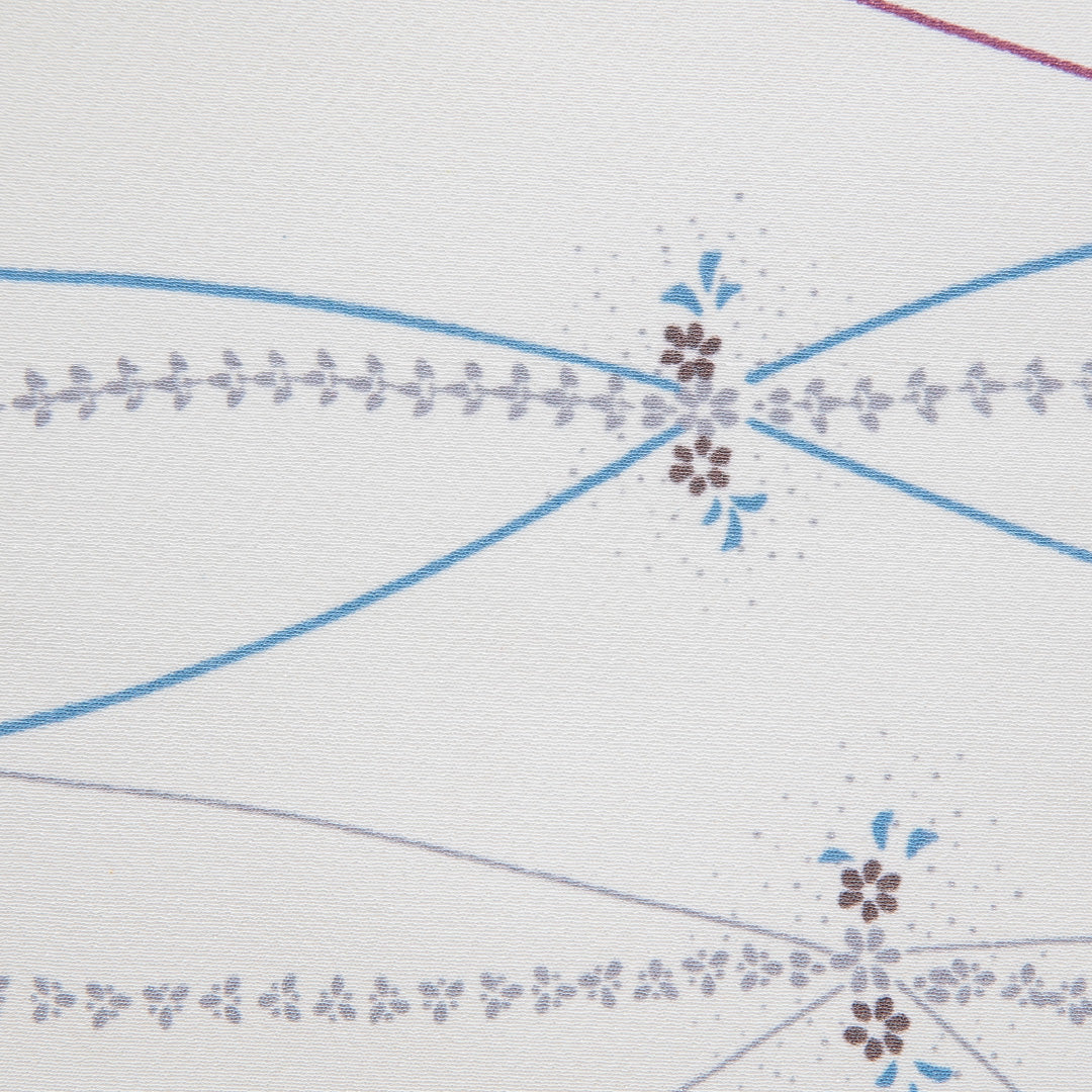 小紋 洗える着物 袷 身丈155cm 裄丈67cm ポリエステル Cランク Mサイズ 広衿 インフォーマル 花柄 クリーム系 1215-16095