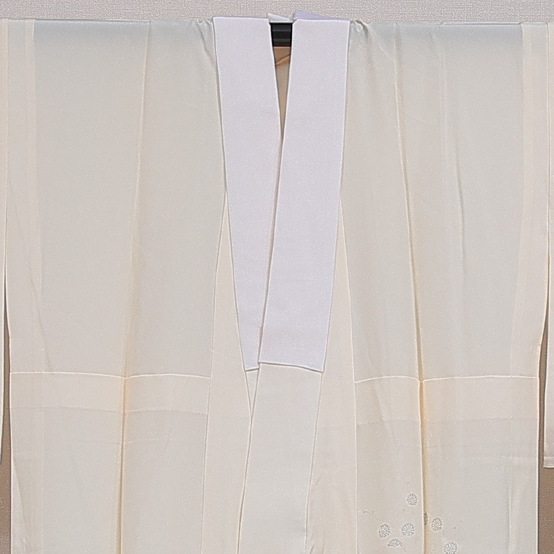 長襦袢 無双袖 身丈124cm 裄丈62cm 正絹 Sランク Mサイズ 居敷当て 吉祥文様 クリーム系 RP 1239-16637